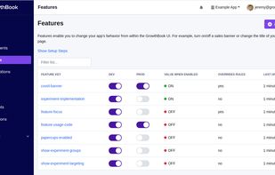 List of feature flags with per-environment toggles
