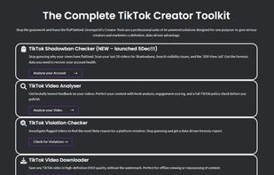 Screenshot showing my Creator Tools page