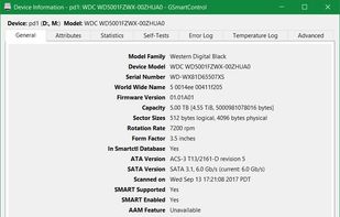 Drive information window - General information