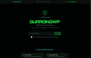 Hero GuardingWP. Enter your url and scan your WordPress website for security issues