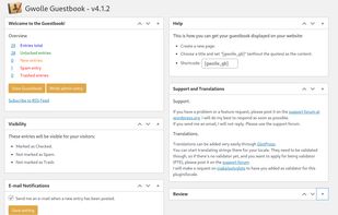 Main Gwolle Guestbook page in WP admin.