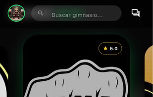 Homescreen list of the gyms.