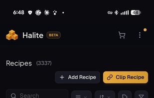 Homepage of Halite in the app on mobile in list view. Things you're cooking soon go in the prep tray at the bottom for fast switching and offline access.