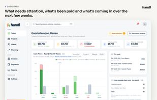 Dashboard: what needs attention, what's been paid and what's coming in over the next few weeks.
