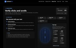 Advanced Mouse Tester - Visualize button clicks, test scroll wheel speed, and check for double-clicking issues instantly.