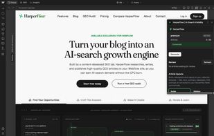 Connect Webflow in one click — drafts flow into your CMS and you approve them inside the Designer.