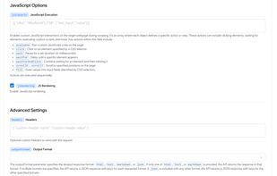 Execute JavaScript, render pages, choose format.