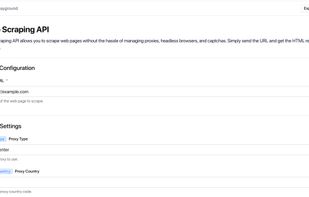 Web Scraping API - Configure URL and proxy settings for scraping.