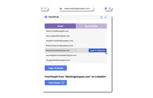 Shows all emails on the page. Click to Copy.