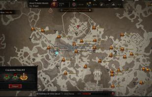 Helltide worm and chest locations displayed on the Diablo IV world map.