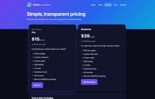 Pricing: Pro and Business plans