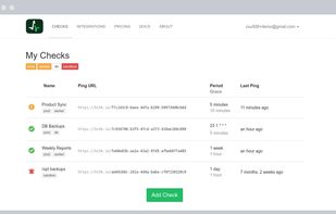 Healthchecks.io screenshot 1