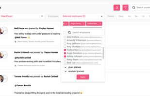 The space for giving and responding to public praises between employees.