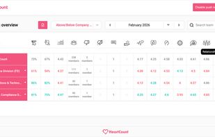 The Team Overview benchmark shows the current team metrics, highlighting below or above averages.