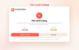 The verdict on a counterfeit 256 GB card that really holds 14.6 GB - repair it, or save the result as proof for a refund
