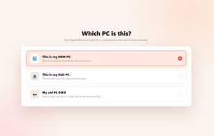 Tell HearthMove which machine you are on - the old PC, the new PC, or an old drive attached over USB