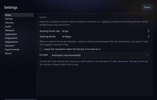 Settings video