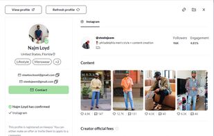 Example of profile's characteristics