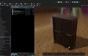 Directory Opus with the Heimdall3D preview pane showing a model, lit and ready to orbit.