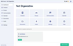 Screenshot of application dashboard