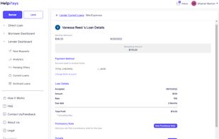 Inside the lenders card view