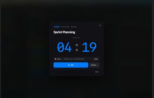 The full-screen alert takes over every display a few minutes before the meeting. Snooze, dismiss, or join the call in one tap.