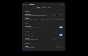 Preferences: reminder timing, snooze defaults, launch at login, menu bar appearance, light or dark theme.