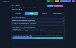 Heretic.School's personalized content and project recommendations