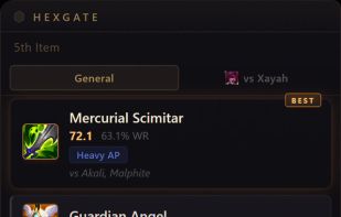 In-game overlay: items ranked for your slot, adapted to the enemy team