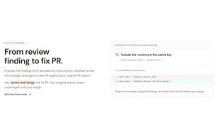 Fix with HeyDeer turns the findings you choose into a fix PR against your branch.