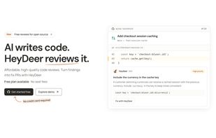 AI writes code. HeyDeer reviews it: a finding posted on the relevant line of a pull request.