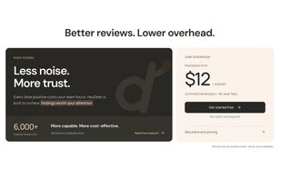 Frontier-quality reviews with less noise. Paid plans from $12 a month, with no seat fees.