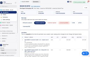 Quotes built from your catalogue at current prices