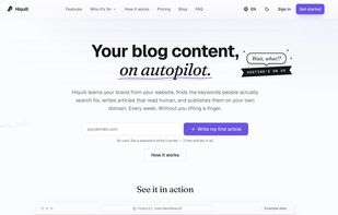 Hiquill landing page