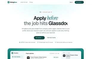 HiringNow homepage with fresh job matches
