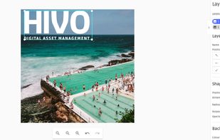 Template editor including brand guidelines, layer locking and save as version and download export options 