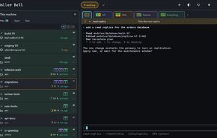 Waiting sessions get an amber mark, and the header counts the ones you haven't looked at yet.