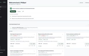 Dashboard with this month's tasks and the concierge prompt