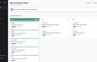 Calendar view of the maintenance plan (Pro)