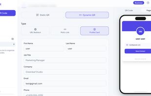 Business card creation page