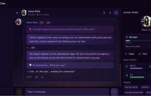 AI character chat with long-term memory, daily limits, voice, photo and video generation controls in the HoneyChat web app.