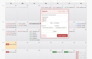 List all your expenses, income, and account transfers in the calendar. Pretty soon, you’ll be on auto-pilot.