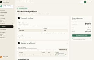 Review a recurring invoice schedule. Real application with fictional sample data.