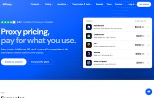 Pricing page with every product and volume price