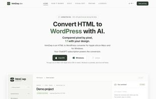 html2wp.dev: the HTML to WordPress converter, with downloads for Mac and Windows.
