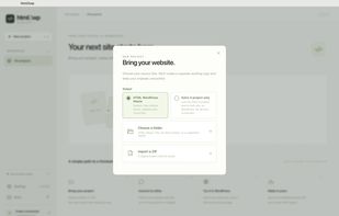 New project: choose the folder or ZIP of your site and get a WordPress theme or an Astro project.