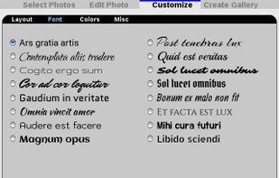 HTTPhotos: Customize template fonts tab