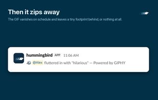 When the timer ends the GIF vanishes, leaving a tiny one-line footprint, or nothing at all if you turn traces off.
