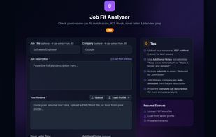 Paste your resume and any job posting to instantly get your match score — no signup required
