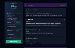 ATS compatibility check showing how well your resume passes automated screening systems